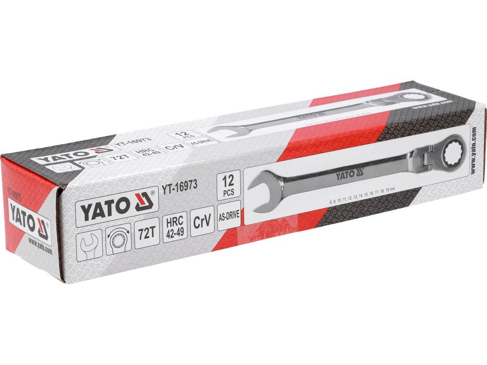 Set 12 chei comb. flexibile cu clichet Yato YT-16973 - BRICOMART
