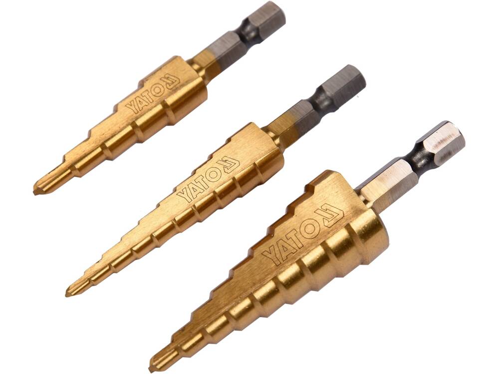 SET 3 BURGHIE YATO YT-44731 IN TREPTE, 3-20MM, 1/4 YATO - scule electrice si unelte profesionale - BricoMart