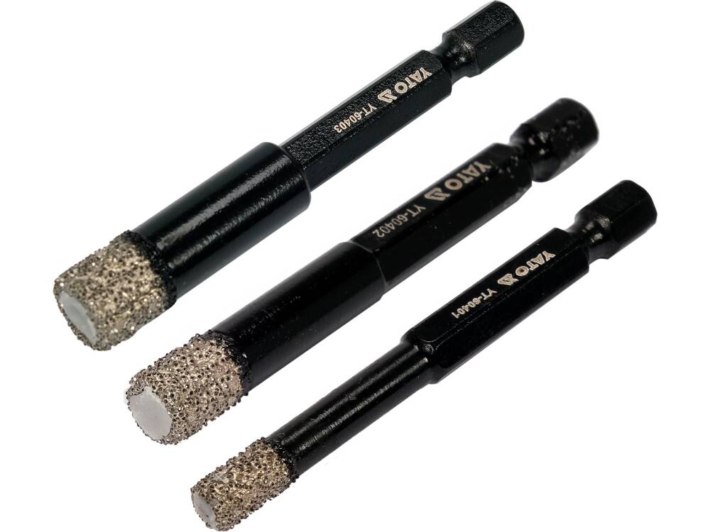 SET 3 BURGHIE YATO YT-60409 DIAMANTATE PENTRU CERAMICA YATO - scule electrice si unelte profesionale - BricoMart