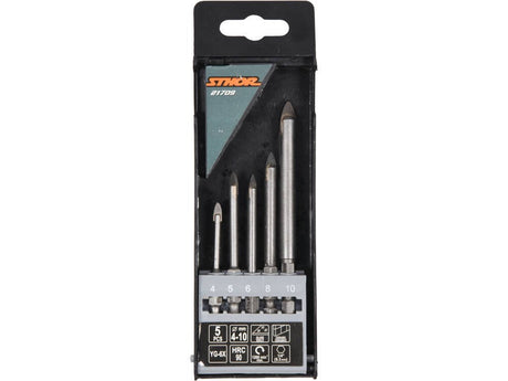 SET 5 BURGHIE STHOR 21709 PENTRU STICLA SI CERAMICA, 4-10MM, PRINDERE HEXAGONALA STHOR - scule electrice si unelte profesionale - BricoMart
