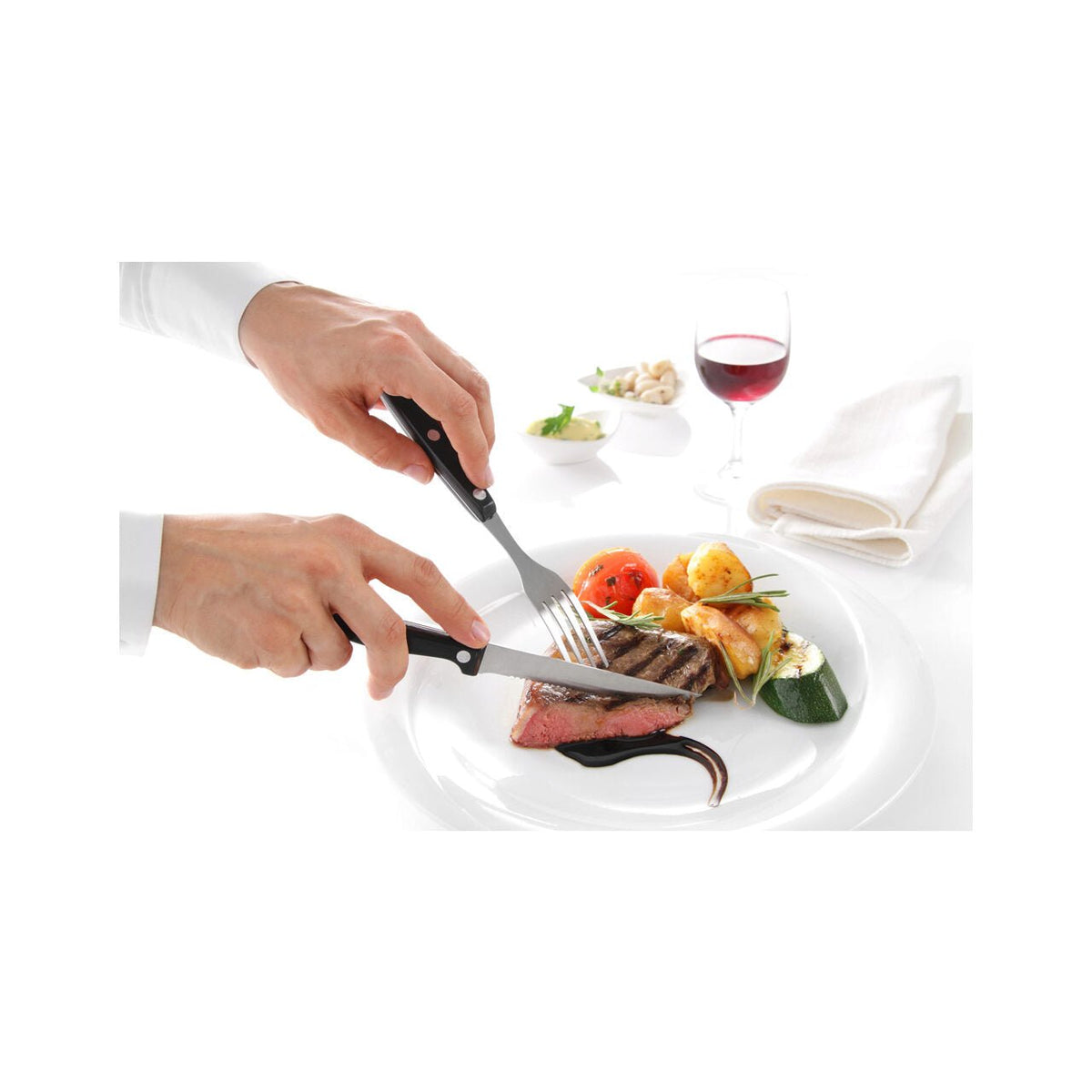 Set 6 x furculite, ideale pt friptura, lama inox, maner plastic, lungime 20 cm, Hendi Kitchen Line