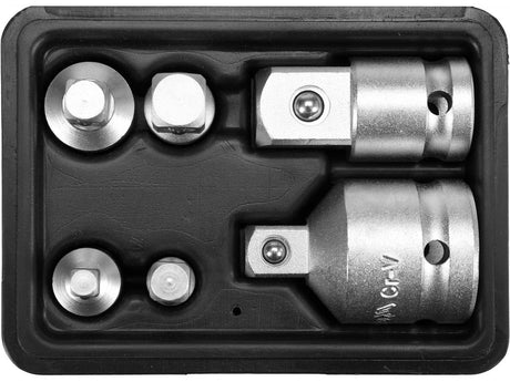 SET ADAPTOARE 3/8MX1/4F, YATO YT-10671 1/4MX3/8F, 3/8FX1/2M, 1/2MX3/8F, 3/4MX1/2F, 1/2MX3/4F YATO - scule electrice si unelte profesionale - BricoMart