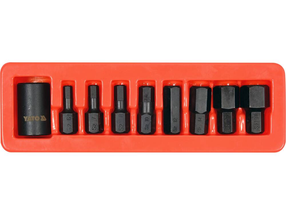 SET BITI DE YATO YT-10662 IMPACT HEXAGONALI, CU ADAPTOR 1/2, 9 PIESE YATO - scule electrice si unelte profesionale - BricoMart