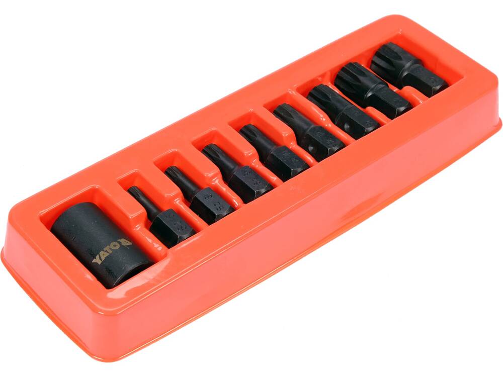 SET BITI DE YATO YT-10663 IMPACT SPLINE, CU ADAPTOR 1/2, 9 PIESE YATO - scule electrice si unelte profesionale - BricoMart