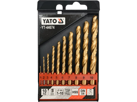 SET BURGHIE METAL YATO YT-44674 HSS-TIN 1-10MM, 10 BUC YATO - scule electrice si unelte profesionale - BricoMart