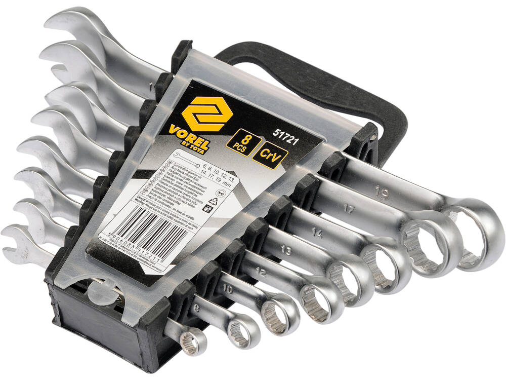 SET CHEI COMBINATE VOREL 51721 8 BUC, 6-19MM VOREL - scule electrice si unelte profesionale - BricoMart