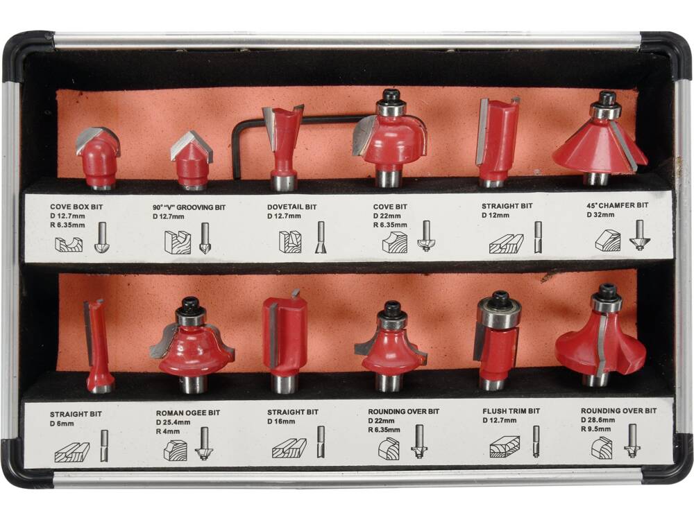 SET FREZE LEMN, YATO YT-68005 12 BUC YATO - scule electrice si unelte profesionale - BricoMart