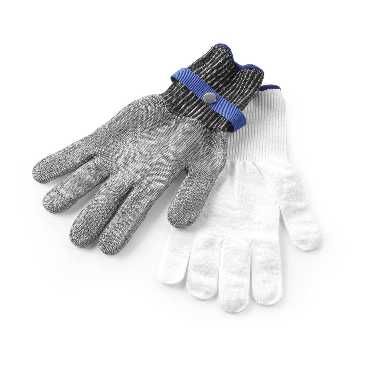Set manusi Hendi, marimea L, 330 mm, set format din manusa interioara din bumbac si manusa exterioara din inox, rezistenta la taiere