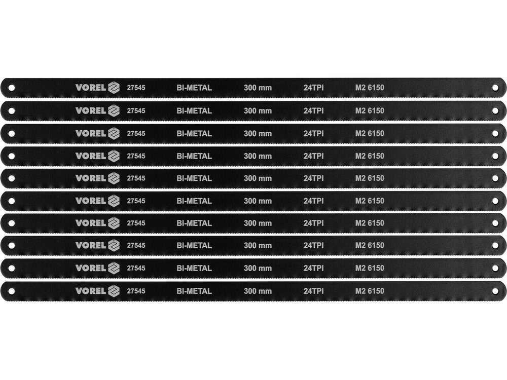 SET PANZE FIERASTRAR BI - METAL, 24TPI, COBALT 8% 300X12.6X0.65MM, 10 BUC Vorel 27545 - 300 mm, 12.6 mm, 0.65 mm, CrV Vorel - scule electrice si unelte profesionale - BricoMart