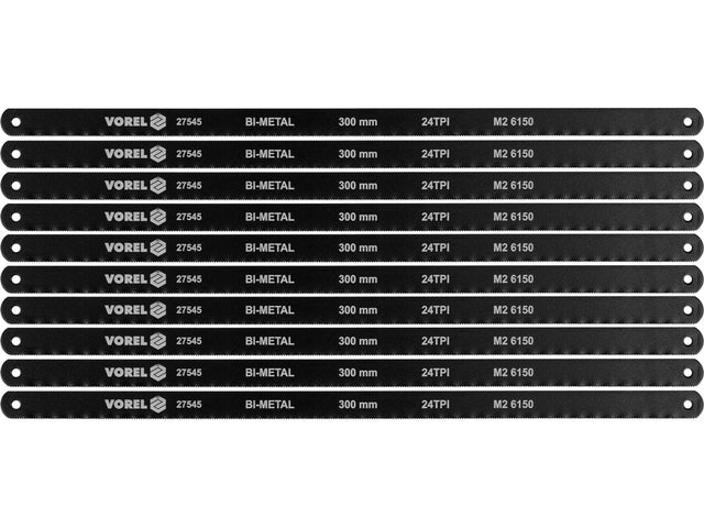 SET PANZE FIERASTRAR BI - METAL, 24TPI, COBALT 8% 300X12.6X0.65MM, 10 BUC Vorel 27545 - 300 mm, 12.6 mm, 0.65 mm, CrV Vorel - scule electrice si unelte profesionale - BricoMart