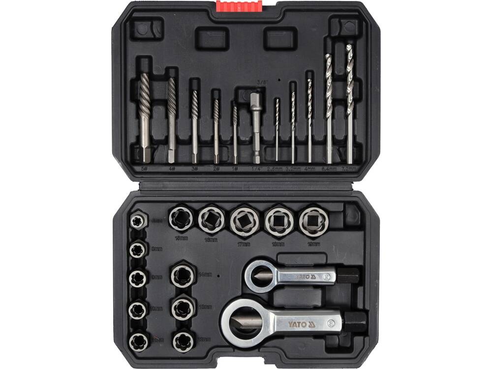 SET PENTRU SURUBURI YATO YT-06037 SI PIULITE DETERIORATE, 26 PIESE YATO - scule electrice si unelte profesionale - BricoMart