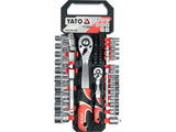 SET TUBULARE CU ACCESORII 1/4'' 1/2'', 51 PIESE Yato YT - 38680 - 12.7 mm, 24 mm, 38 mm, 6.3 mm Yato - scule electrice si unelte profesionale - BricoMart
