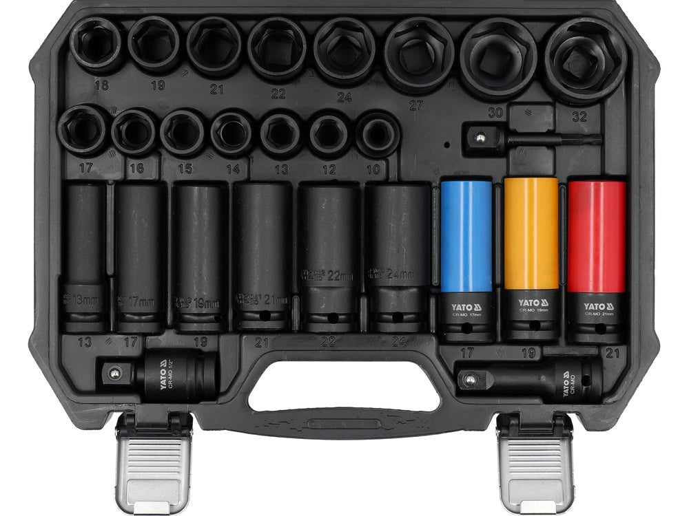 Set tubulare de impact YATO YT-10558, 1/2", 27 piese