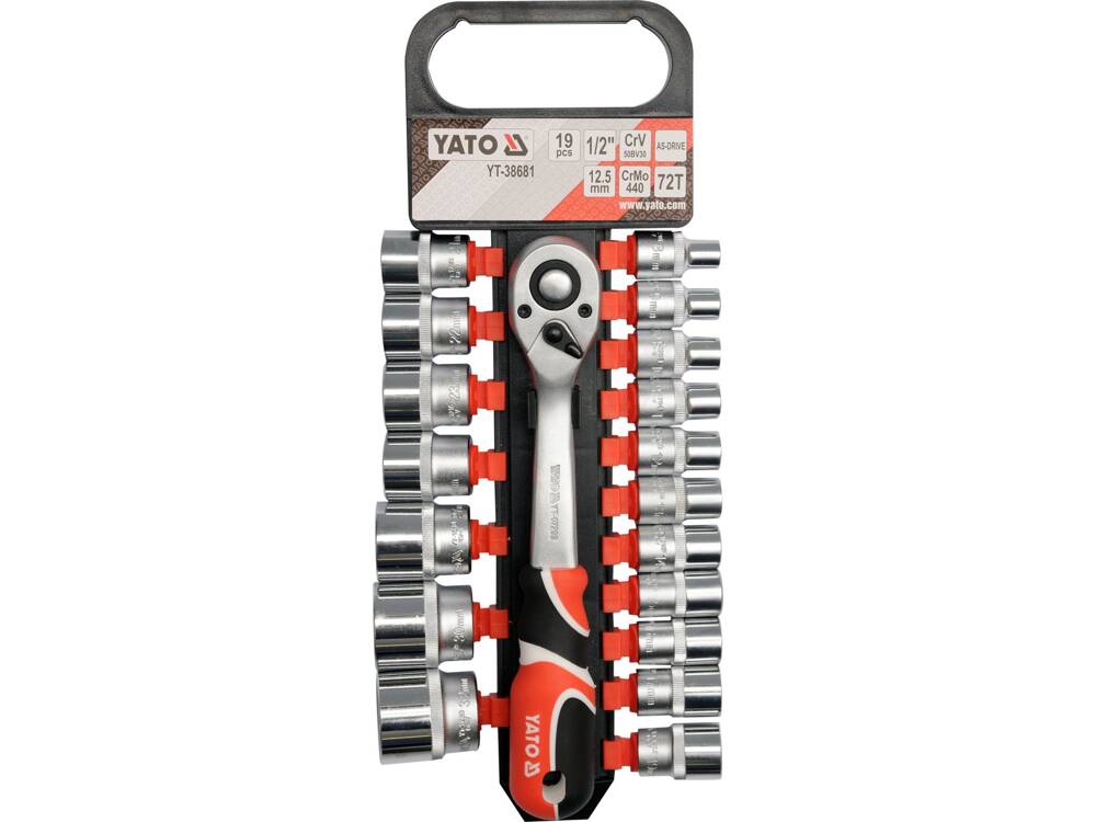 SET TUBULARE+ANTRENOR 19PIESE, YATO YT-38681 1/2 YATO - scule electrice si unelte profesionale - BricoMart