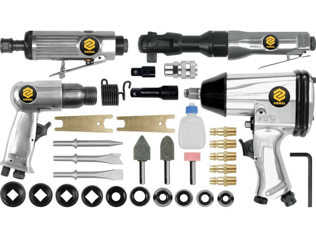 SET UNELTE PNEUMATICE VOREL 81142 + ACCESORII VOREL - scule electrice si unelte profesionale - BricoMart