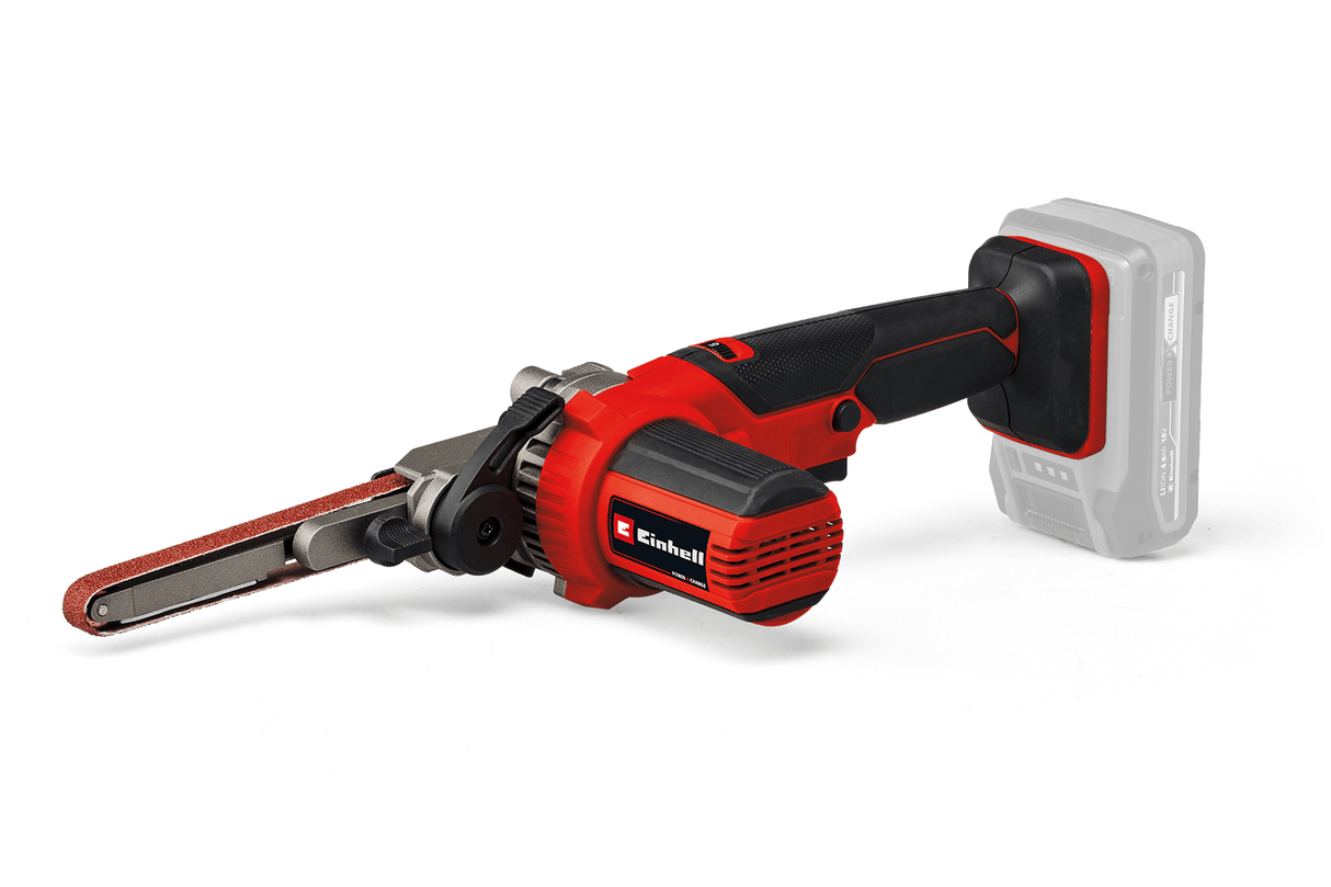 Slefuitor cu banda pe acumulator Einhell TE - BF 18 Li - Solo Power X - Change , 18 V, viteza de pana la 1.700 m/min, 2 brate de slefuit de 9 mm si 13 mm, inclusiv 12 benzi abrazive, fara acumulator Einhell - scule electrice si unelte profesionale - BricoMart