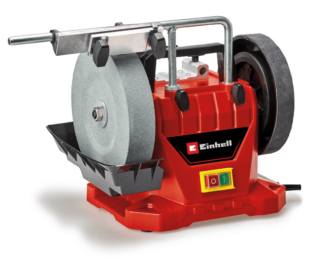 Slefuitor umed Einhell TC - WG 200, 125 W, rezervor de apa din inox, incl. piatra de slefuit, ghidaj unghiular, dispozitiv universal, disc de slefuit pentru piele, disc de slefuit umed Einhell - scule electrice si unelte profesionale - BricoMart