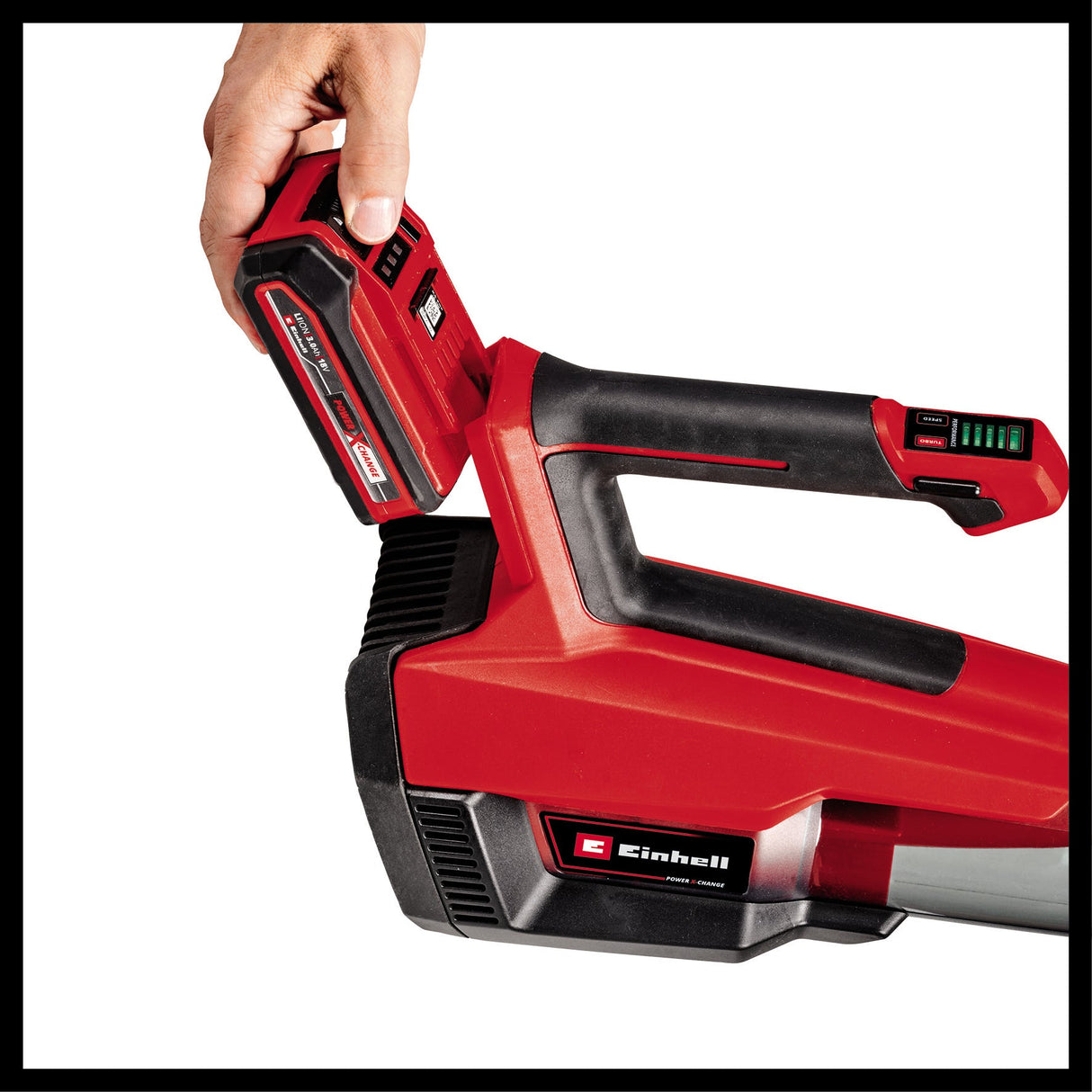 Suflanta de frunze pe acumulator Einhell Professional GP - LB 18/200 Li GK - Solo Power X - Change, Li - Ion, 18V, tehnologie cu rotor axial, capacitate de suflare 670 m³/h, set de curatare a jgheaburilor, fara acumulator si incarcator Einhell - scule electrice si unelte profesionale - BricoMart
