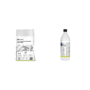 Tablete sare 25kg + Soluție detartrare 1L