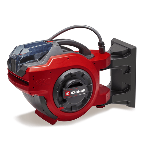 Tambur de furtun pe acumulator Einhell GE - HR 18/30 WH Li - Solo (18 V, infasurare automata a furtunului, rotire la 180°, suport de perete, furtun de conectare de 1,5 m, fara acumulator si furtun Einhell - scule electrice si unelte profesionale - BricoMart