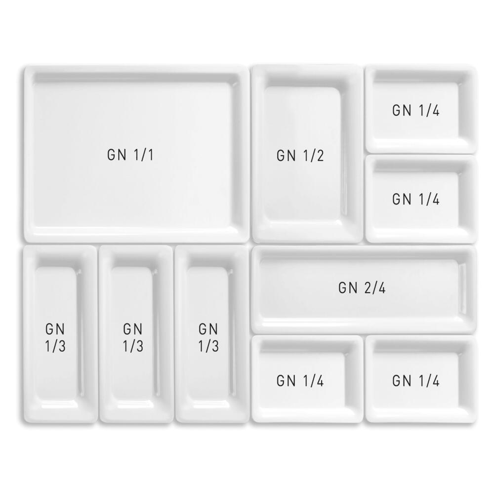 Tavă dreptunghiulară GN 1/1 melamină, albă 530x325x(H)30 Fine Dine