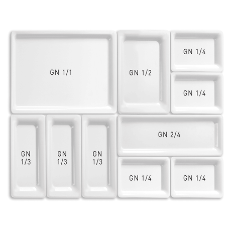 Tavă dreptunghiulară GN 1/1 melamină, albă 530x325x(H)30 Fine Dine