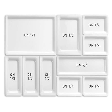 Tavă dreptunghiulară GN 1/2 melamină, albă 325x265x(H)30 Fine Dine
