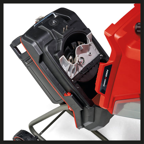 Tocator de crengi cu lame pe acumulator Einhell REDAXXO 36/25 Power X - Change 36 V, grosime maxima a crengii de 25 mm, 3 cutite reversibile din otel, sac de colectare de 55 l, maner de transport, impingator Einhell - scule electrice si unelte profesionale - BricoMart