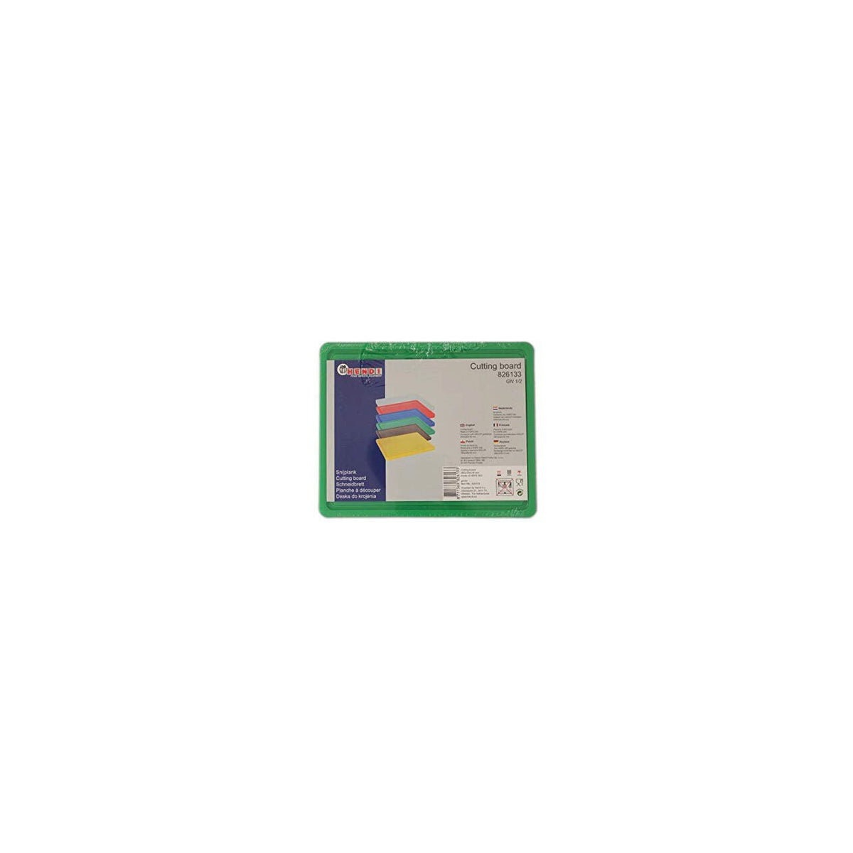 Tocator verde, 26.5x32.5x(H)1.2 cm - GN1/2, cu sant de scurgere, polietilena HDPE 500, respecta normele de igiena HACCP, Hendi