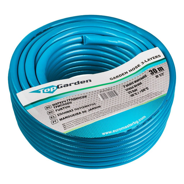 TOP GARDEN Furtun de gradina 3 straturi 1/2" 30m TG Extrem de flexibil în toate condițiile meteorologice de la - 10 ° C la + 50 ° C Pentru a - și spori durabilitatea, furtunul Top Garden - scule electrice si unelte profesionale - BricoMart