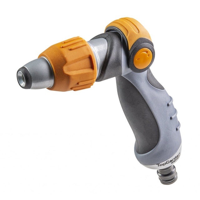 TOP GARDEN Pistol pentru stropit, metal TGP Construcție metalică robustă Carcasă cauciucată pentru a preveni potențialele daune Echipat cu o duză reglabilă care ofe Top Garden - scule electrice si unelte profesionale - BricoMart