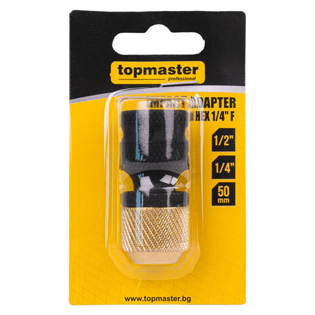TOP MASTER PRO Adaptor Impact biti 1/2"F HEX 1/4"F TMP Adaptor de impact TMP – conexiune sigură și fiabilă între chei de impact și biți standard Adaptorul de impact TMP este c Top Master Pro - scule electrice si unelte profesionale - BricoMart
