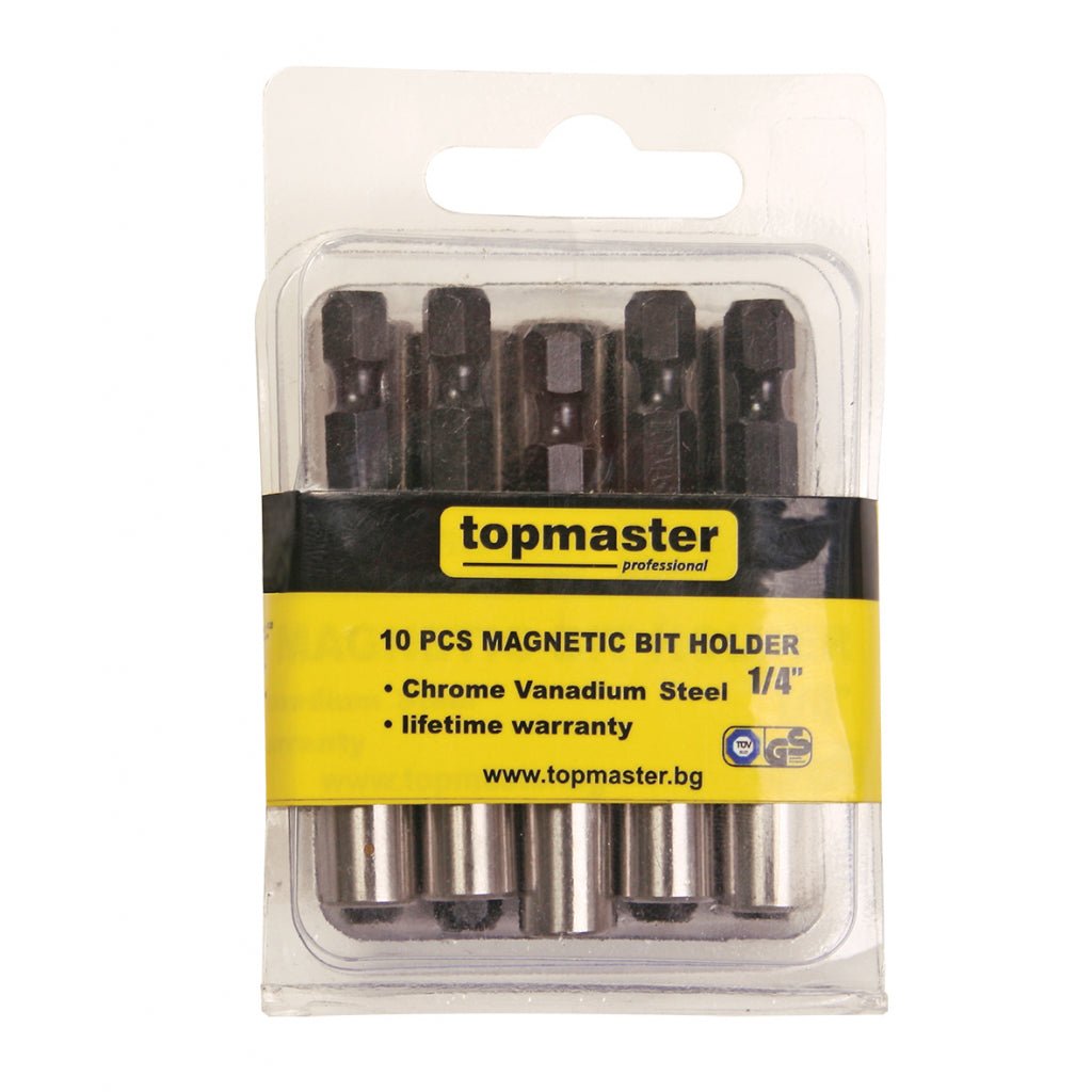 TOP MASTER PRO Adaptor magnetic pt. biti gips carton set 10pcs CR-V TMP Acoperire anticoroziune crom-nichel Cu magnet puternic Top Master Pro - scule electrice si unelte profesionale - BricoMart
