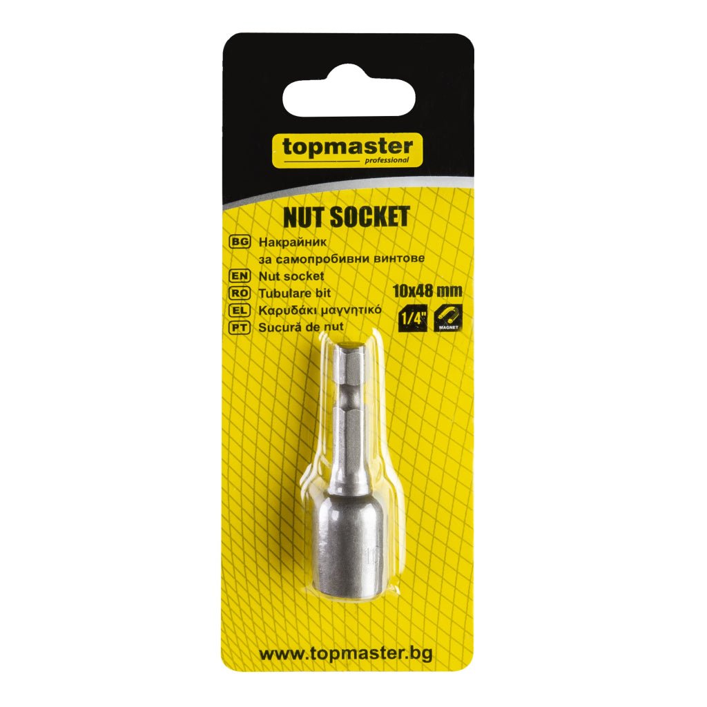 TOP MASTER PRO Bit cu tubulara 10x48 mm TMP Material:otel crom - vanadiu Varf magnetizat Top Master Pro - scule electrice si unelte profesionale - BricoMart