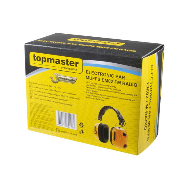TOP MASTER PRO Casti antifoane EM02 cu radio FM TMP Radio FM încorporat cu o calitate excelentă a sunetului Perne special concepute pentru urechi cu profil redus, umplute c Top Master Pro - scule electrice si unelte profesionale - BricoMart