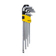 TOP MASTER PRO Chei imbus cu bila 1.5-10mm extralungi set 9pcs CR-V TMP Finisaj lucios Material: otel crom-vanadiu de inalta calitate Unghi de lucru de pana la 25 °, pentru operare in locuri g Top Master Pro - scule electrice si unelte profesionale - BricoMart