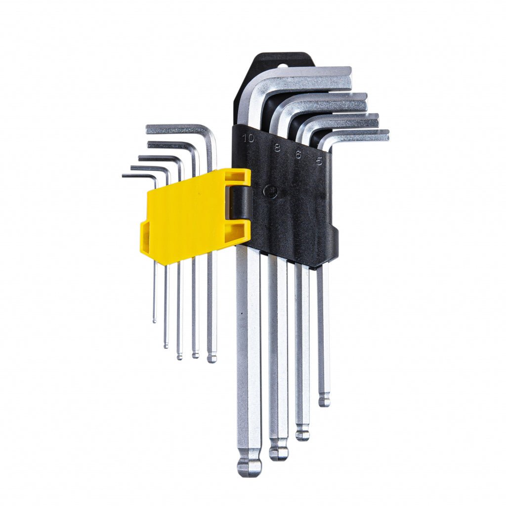 TOP MASTER PRO Chei imbus cu bila 1.5 - 10mm lungi set 9pcs CR - V TMP Finisaj lucios Material: otel crom - vanadiu de inalta calitate Unghi de lucru de pana la 25 °, pentru operare in locuri g Top Master Pro - scule electrice si unelte profesionale - BricoMart