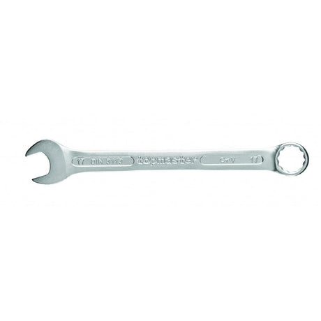TOP MASTER PRO Cheie combinata 17mm CR - V TMP DIN 3113 Capatul cheii este inclinat cu 15 ° pentru lucru facil in spatii inaccesibile Material: otel crom - vanadiu de inalta cali Top Master Pro - scule electrice si unelte profesionale - BricoMart