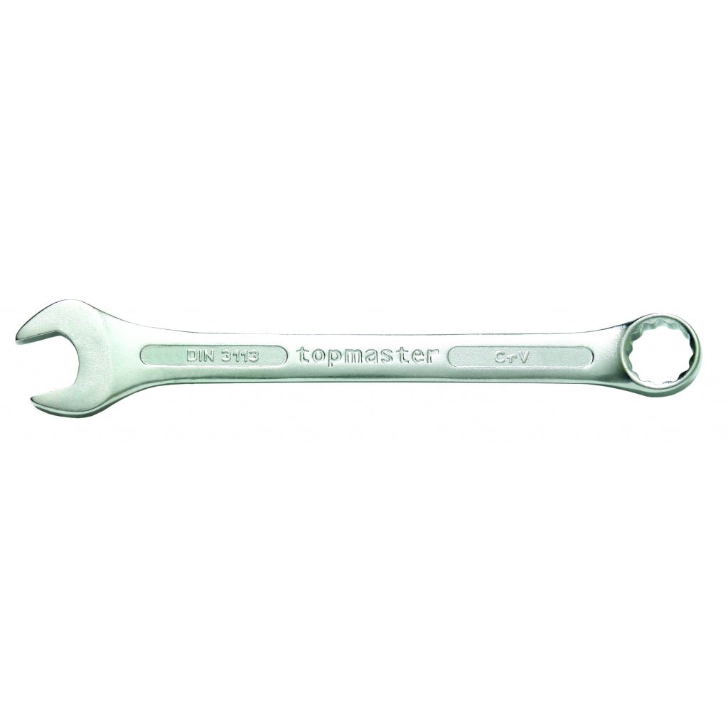 TOP MASTER PRO Cheie combinata 23mm CR - V TMP DIN 3113 Capatul cheii este inclinat cu 15 ° pentru lucru facil in spatii inaccesibile Material: otel crom - vanadiu de inalta cali Top Master Pro - scule electrice si unelte profesionale - BricoMart