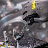TOP MASTER PRO Cheie combinata cu clichet cap flexibil 8mm FLEX CR - V TMP Capatul cheii este inclinat cu 15 ° pentru lucru facil in spatii inaccesibile Material: otel crom - vanadiu de inalta cali Top Master Pro - scule electrice si unelte profesionale - BricoMart