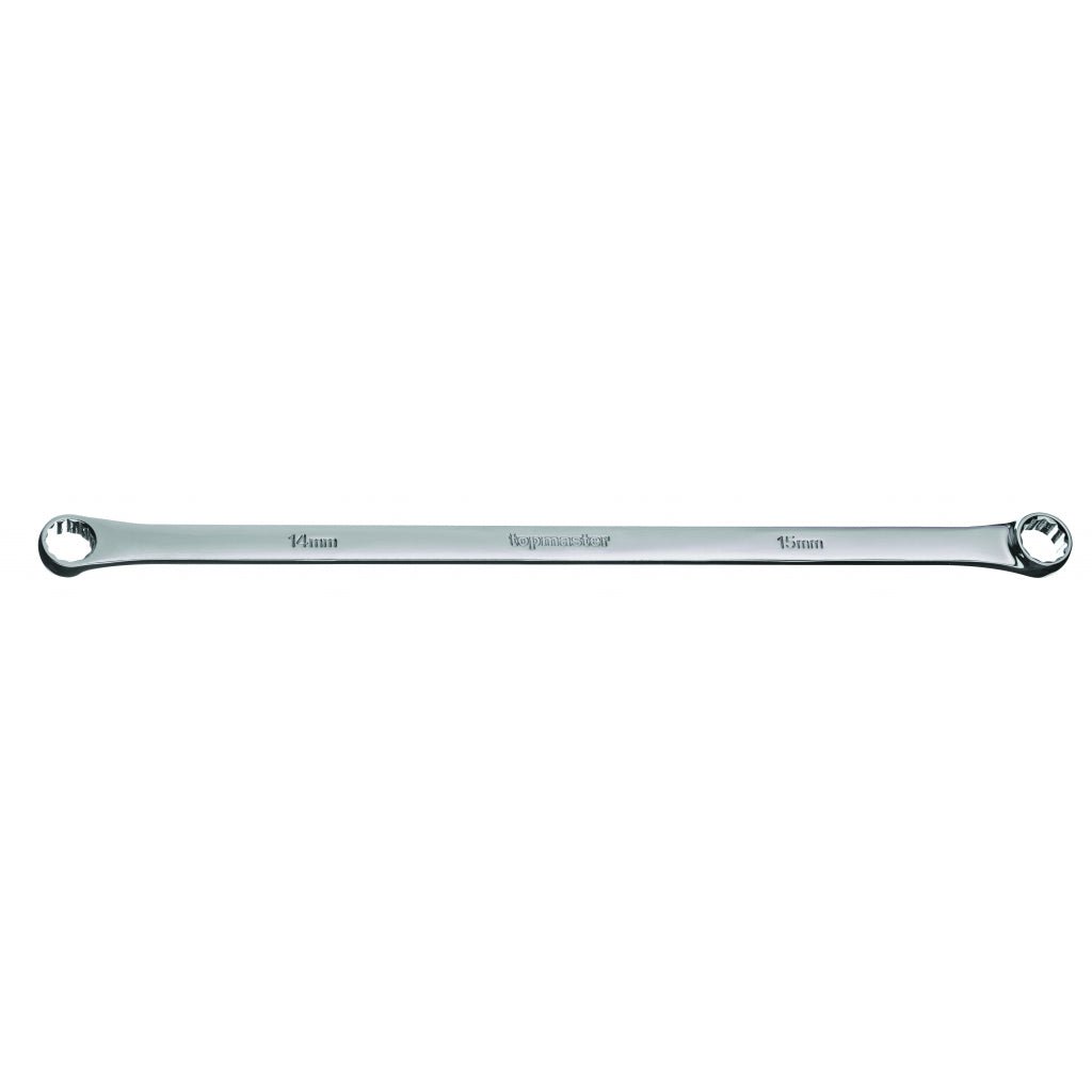 TOP MASTER PRO Cheie inelara 16x17mm CR-V TMP Material: otel crom-vanadiu de inalta calitate Brat lung Top Master Pro - scule electrice si unelte profesionale - BricoMart