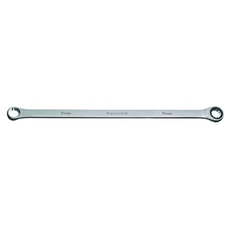 TOP MASTER PRO Cheie inelara cu clichet 12mm CR - V TMP Material: otel crom - vanadiu de inalta calitate Brat lung Top Master Pro - scule electrice si unelte profesionale - BricoMart