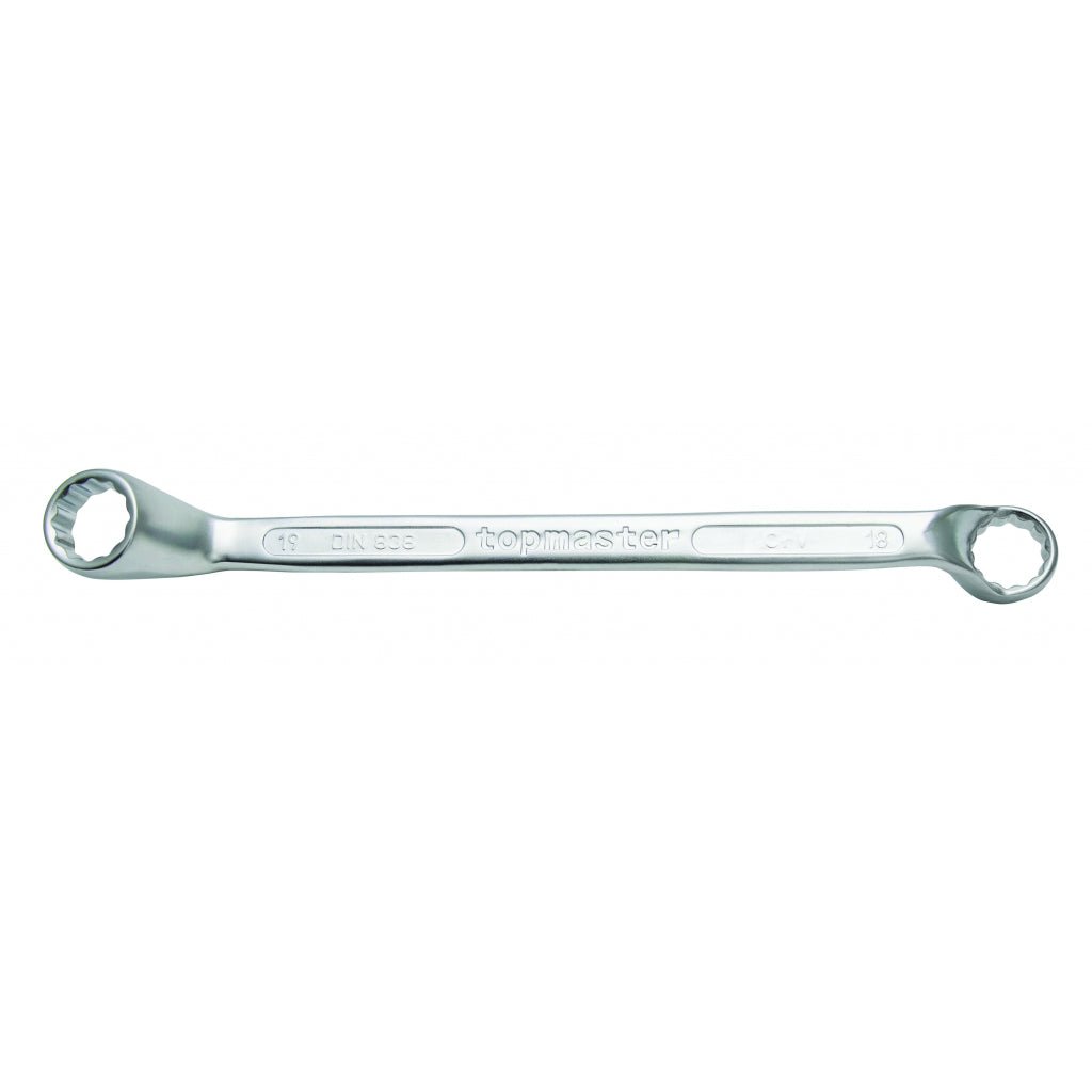TOP MASTER PRO Cheie inelara cu cot 18х19mm CR - V TMP DIN 838 Material: otel crom - vanadiu de inalta calitate Capetele cheii sunt indoite sub 70 ° pentru acces total in spatii dificil Top Master Pro - scule electrice si unelte profesionale - BricoMart