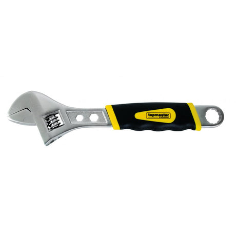 TOP MASTER PRO Cheie reglabila-maner ergonomic 250mm TMP Material: otel crom-vanadiu de inalta calitate presat la cald Falci inclinate la 23° pentru acces facil Top Master Pro - scule electrice si unelte profesionale - BricoMart