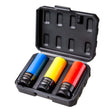 TOP MASTER PRO Cheie tubulara impact adanca 3 buc. 17, 19, 21mm TMP Inserții de impact alungite colorate din aliaj de crom - molibden de calitate superioară „Cr - Mo”care oferă o rezistență ex Top Master Pro - scule electrice si unelte profesionale - BricoMart