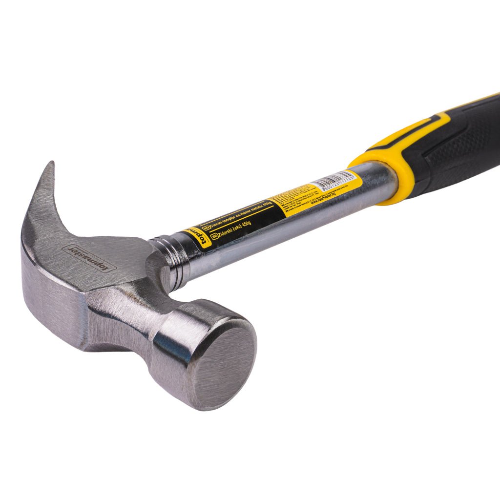 TOP MASTER PRO Ciocan tamplar cu maner metalic 450g TMP Material: otel calit Portiune a manerului din metal lustruit Un stift intre maner si capul ciocanului pentru rezistenta Top Master Pro - scule electrice si unelte profesionale - BricoMart