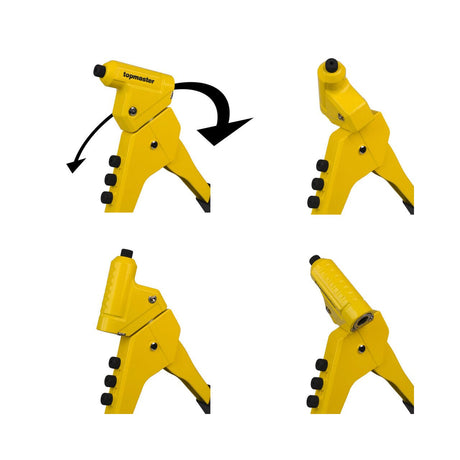 TOP MASTER PRO Cleste nituri pop cap rotativ 280mm TMP Un nituitor cu cap rotativ este un instrument care permite nituri în diverse materiale, cum ar fi metal, plastic și alte Top Master Pro - scule electrice si unelte profesionale - BricoMart