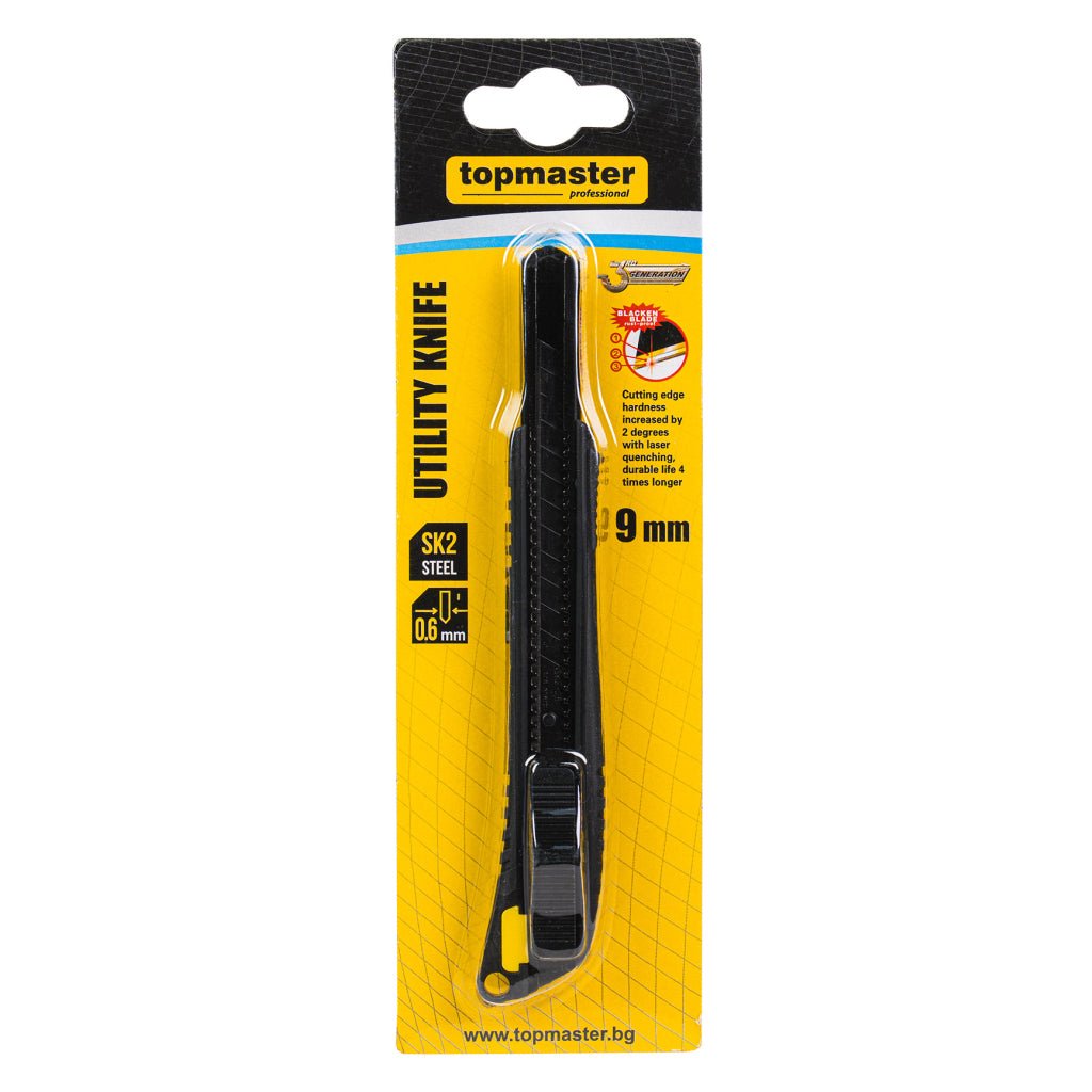 TOP MASTER PRO Cutter multifunctional SK2 9 mm TMP Lama din otel SK2 cu grosime cu 40% mai mica decat la cutterele standard Tehnologie de ascutire laser (HRC > 65) care of Top Master Pro - scule electrice si unelte profesionale - BricoMart