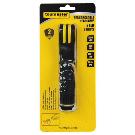 TOP MASTER PRO Lampa frontala 2 LED strips TMP Oferă iluminare puternică și uniformă, ideală pentru o varietate de activități în aer liber. Autonomia lungă a bateriei Top Master Pro - scule electrice si unelte profesionale - BricoMart