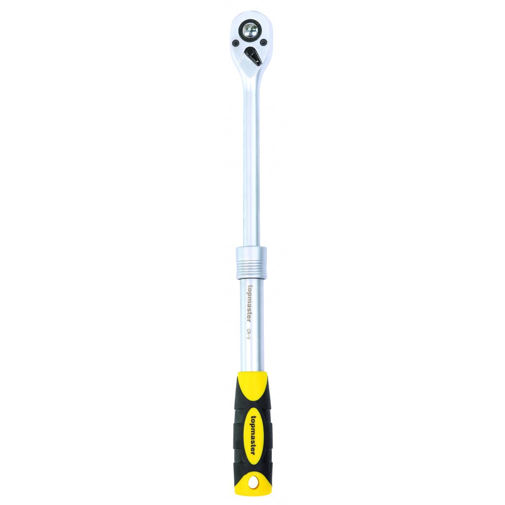 TOP MASTER PRO Maner clichet 3/8" 72 dinti extensibil 215 - 315mm TMP Maner bi - material pentru o mai buna prindere Material: otel crom - vanadiu de inalta calitate Brat telescopic Top Master Pro - scule electrice si unelte profesionale - BricoMart